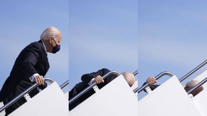 Miralo en loop: Joe Biden a los tropezones y caídas al subir a un avión