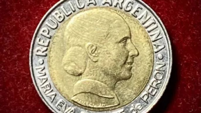 Moneda bimetálica de Eva Perón: la primera y la última de su tipo que se cotiza por millones